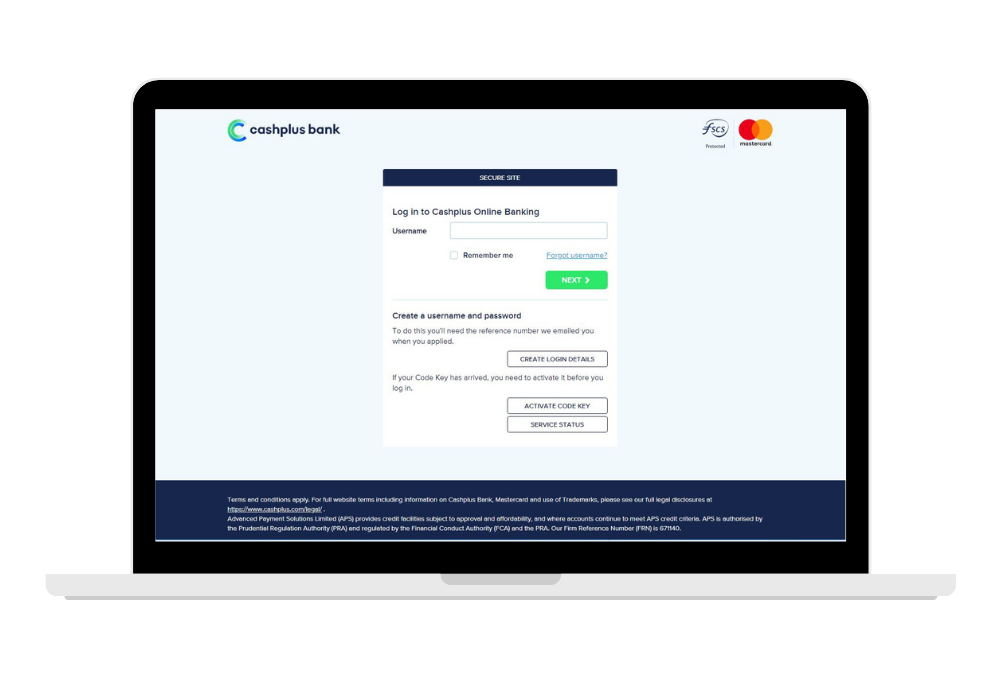 Log in to Cashplus Online Banking