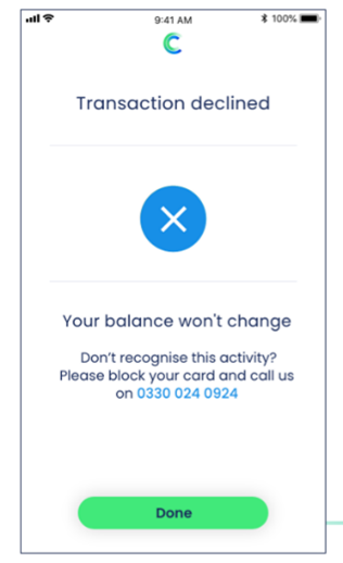 3D Secure in Cashplus Bank app - Transaction declined